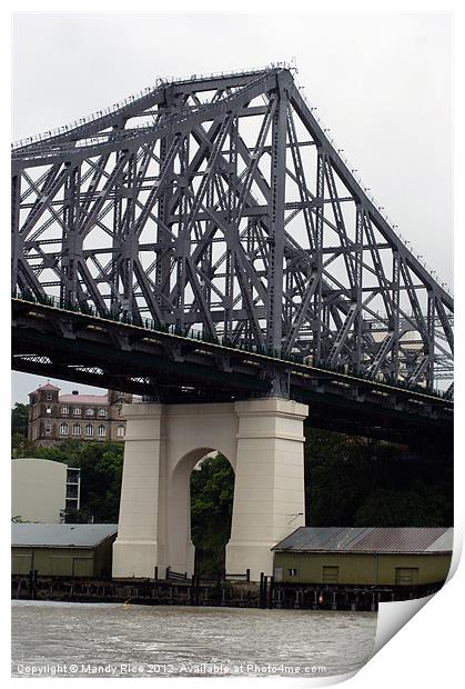 Story Bridge over Brisbane River Print by Mandy Rice