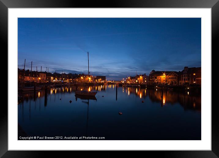 Weymouth Harbour by night Framed Mounted Print by Paul Brewer