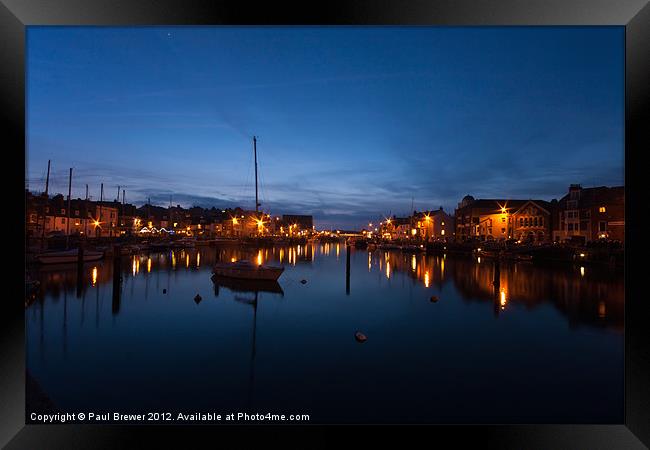 Weymouth Harbour by night Framed Print by Paul Brewer