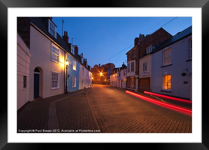 Weymouth Trinity Street at Night. Framed Mounted Print by Paul Brewer