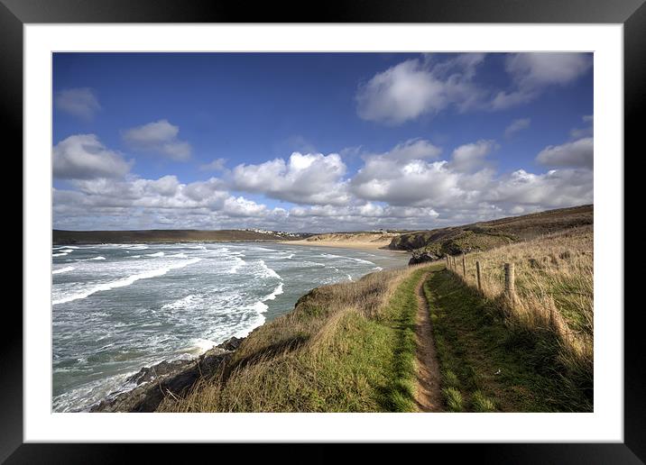 Coastal Path to Crantock Beach Cornwall Framed Mounted Print by Mike Gorton