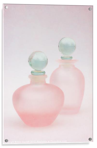 Two Pink Frosted Perfume Bottles Acrylic by Ann Garrett
