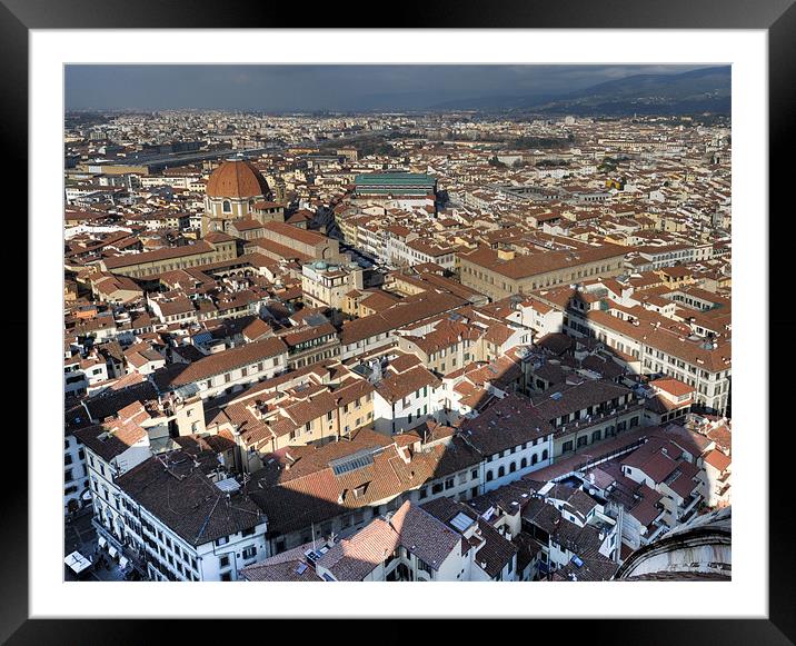San Lorenzo and Duomo shadow Florence Framed Mounted Print by Gary Eason
