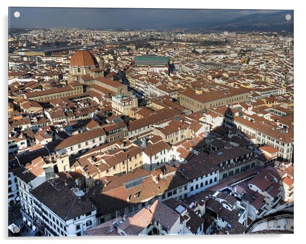 San Lorenzo and Duomo shadow Florence Acrylic by Gary Eason