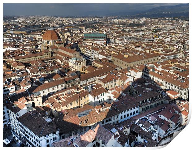 San Lorenzo and Duomo shadow Florence Print by Gary Eason