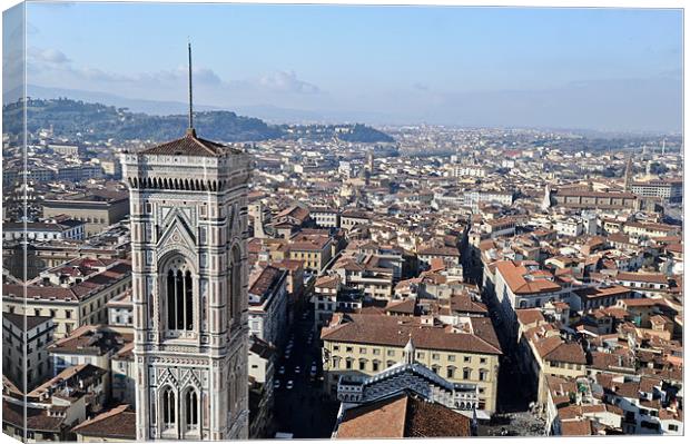 Campanile and rooftops, Florence Canvas Print by Gary Eason