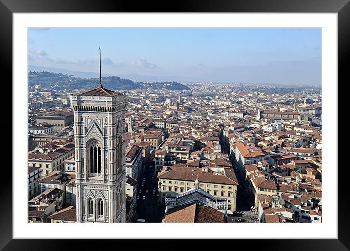 Campanile and rooftops, Florence Framed Mounted Print by Gary Eason