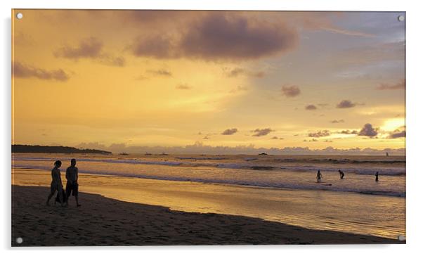 Sunset walk, Playa Tamarindo Acrylic by Eyal Nahmias