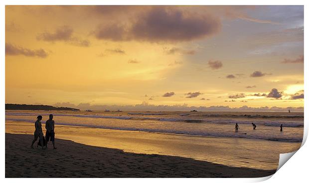 Sunset walk, Playa Tamarindo Print by Eyal Nahmias
