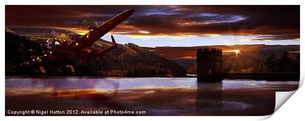 Lancaster Over Howden Dam Print by Nigel Hatton