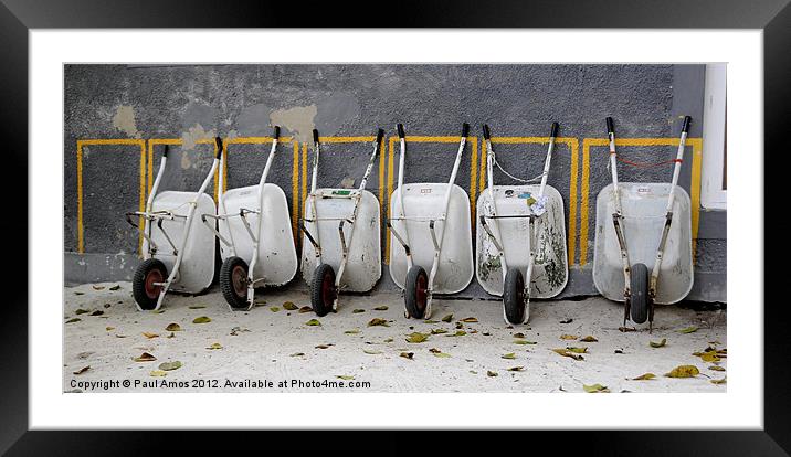 One of Our Wheel Barrows is Missing Framed Mounted Print by Paul Amos