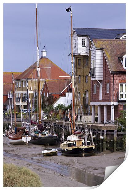 Faversham Creek and Thames Barges Print by David French