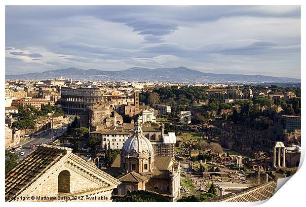 Aerial View of Rome Print by Matthew Bates