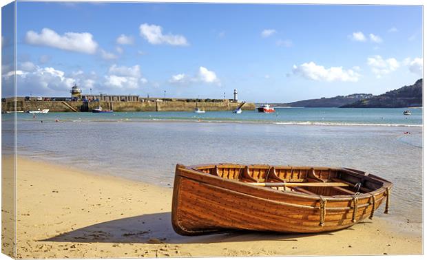 Beached on St Ives Cornwall Canvas Print by Mike Gorton
