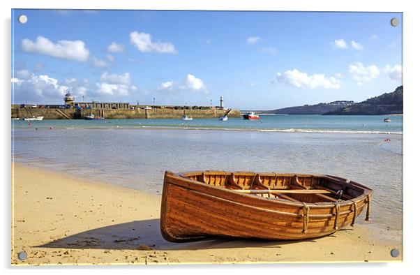 Beached on St Ives Cornwall Acrylic by Mike Gorton