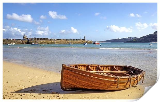 Beached on St Ives Cornwall Print by Mike Gorton