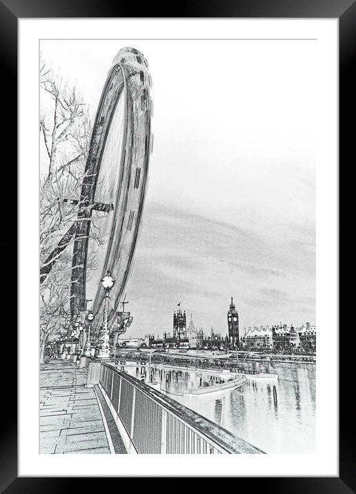 London Eye and Westminster Art Framed Mounted Print by David Pyatt