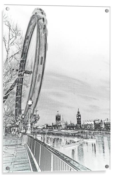 London Eye and Westminster Art Acrylic by David Pyatt