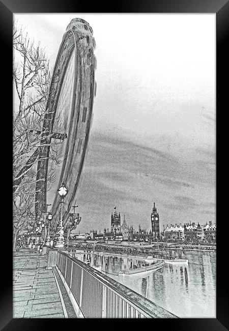 London Eye and Westminster Art Framed Print by David Pyatt