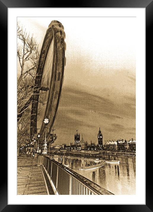 London Eye and Westminster Art Framed Mounted Print by David Pyatt