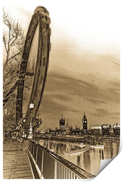 London Eye and Westminster Art Print by David Pyatt
