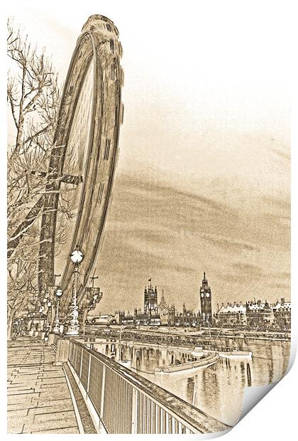 London Eye and Westminster Art Print by David Pyatt