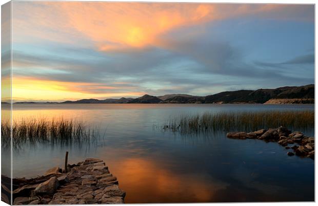Sunset at Lake Titicaca Canvas Print by Richard Burn
