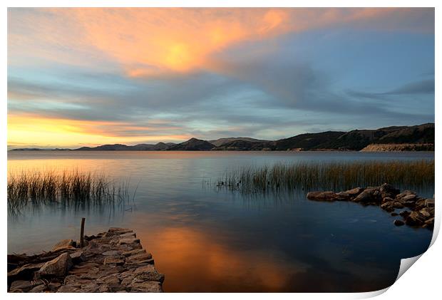 Sunset at Lake Titicaca Print by Richard Burn