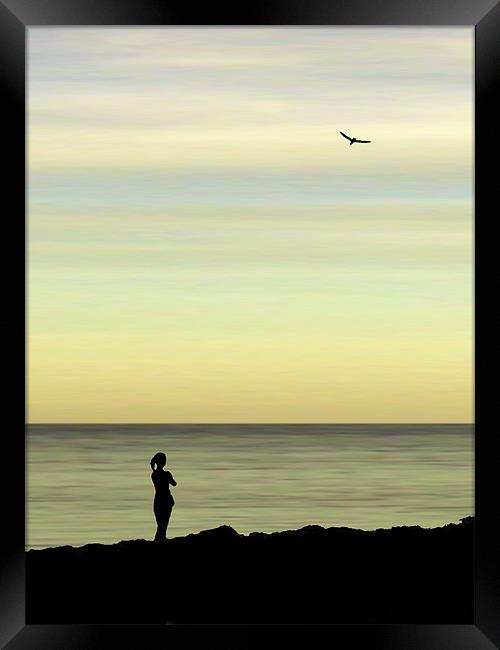 the girl and the seagull Framed Print by Heather Newton