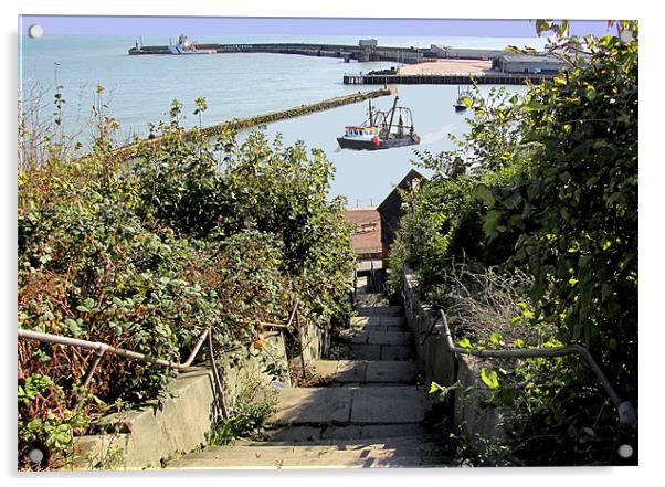 Folkestone Harbour Acrylic by Derek Vines