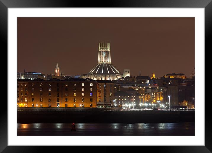 Liverpool night cityscape Framed Mounted Print by Gail Johnson
