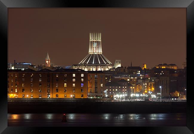 Liverpool night cityscape Framed Print by Gail Johnson