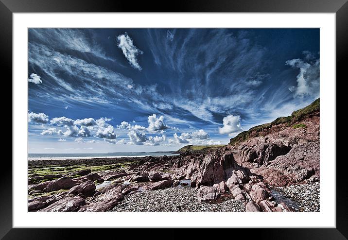 Manorbier Beach Pembrokeshire Framed Mounted Print by Steve Purnell