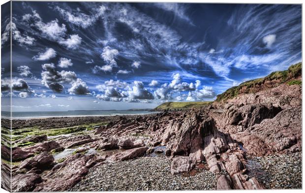 Manorbier Rocks Too Canvas Print by Steve Purnell