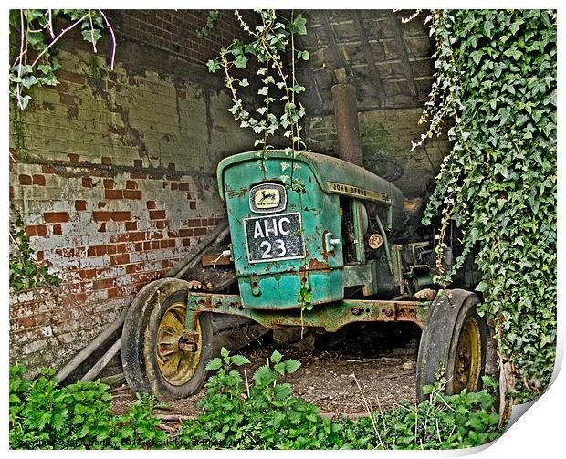 Bone Rattling Vintage Green " John Deere" Tractor Print by john hartley