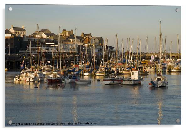 Bridlington Harbour in evening light Acrylic by Stephen Wakefield