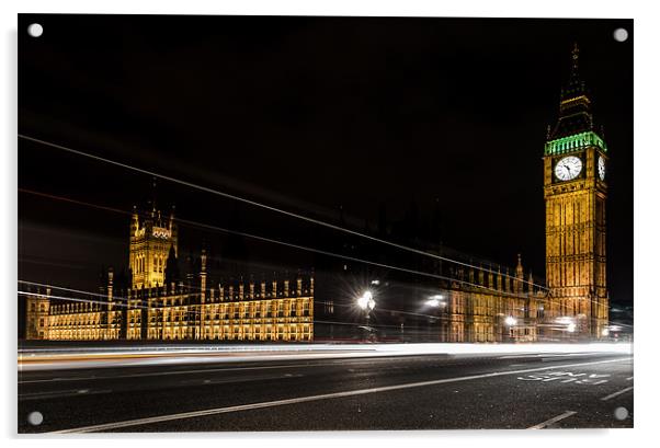 Parliament at night Acrylic by Vinicios de Moura
