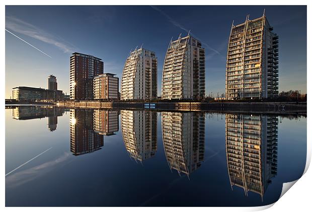 Reflections of Salford Quays Print by Andrew Yu