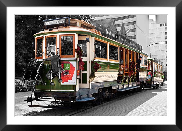 Christchurch, New Zealand tram Framed Mounted Print by Stephen Mole