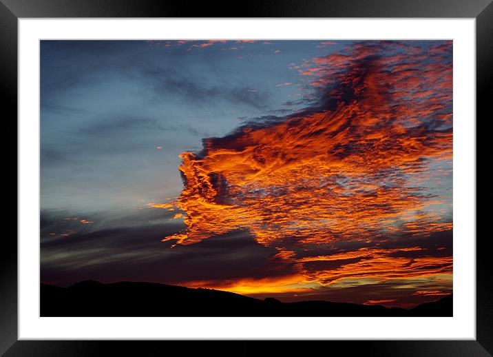 fire in the sky Framed Mounted Print by Martina Stoecker