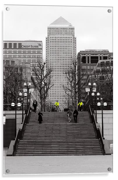 Stair way to Canary Wharf  Acrylic by Jack Jacovou Travellingjour