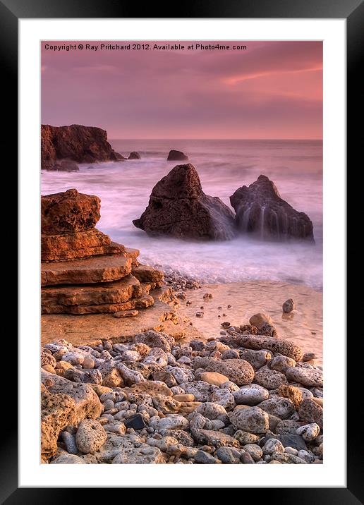 Waves over Rocks Framed Mounted Print by Ray Pritchard
