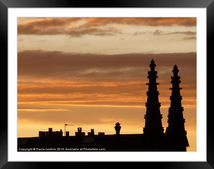 Edinburgh Silhouette Skyline Framed Mounted Print by Paula Jardine