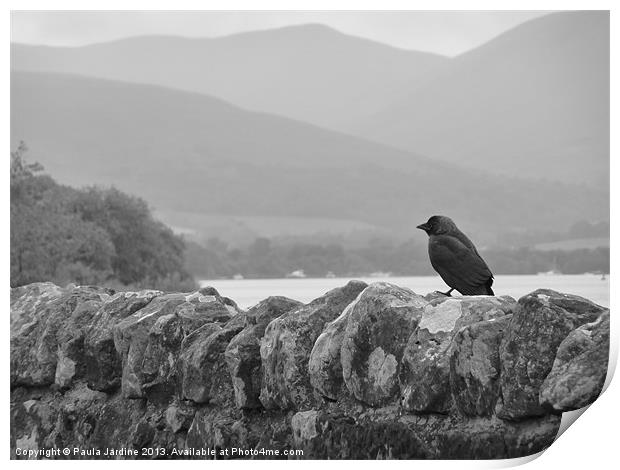 Black & White at Loch Lomand Print by Paula Jardine