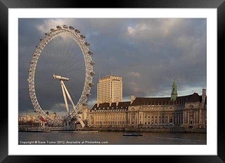 Evening Sunlight on London Eye Framed Mounted Print by Dave Turner