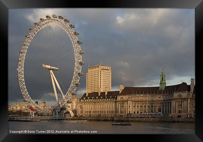 Evening Sunlight on London Eye Framed Print by Dave Turner