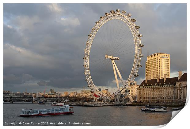 London Eye, South Bank, London Print by Dave Turner