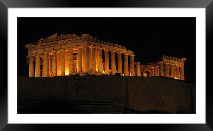 Parthenon, Athens at Night Framed Mounted Print by Jay Huckins