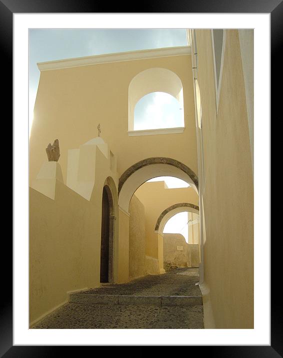 Santorini, Greece, Arches and Cobblestones Framed Mounted Print by Jay Huckins