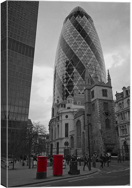 The Gherkin cityscape bw Canvas Print by David French